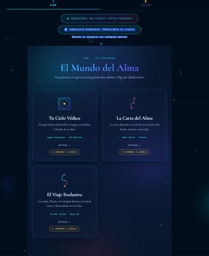 Pestaña ALMA: astrología védica, dracónica y evolutiva