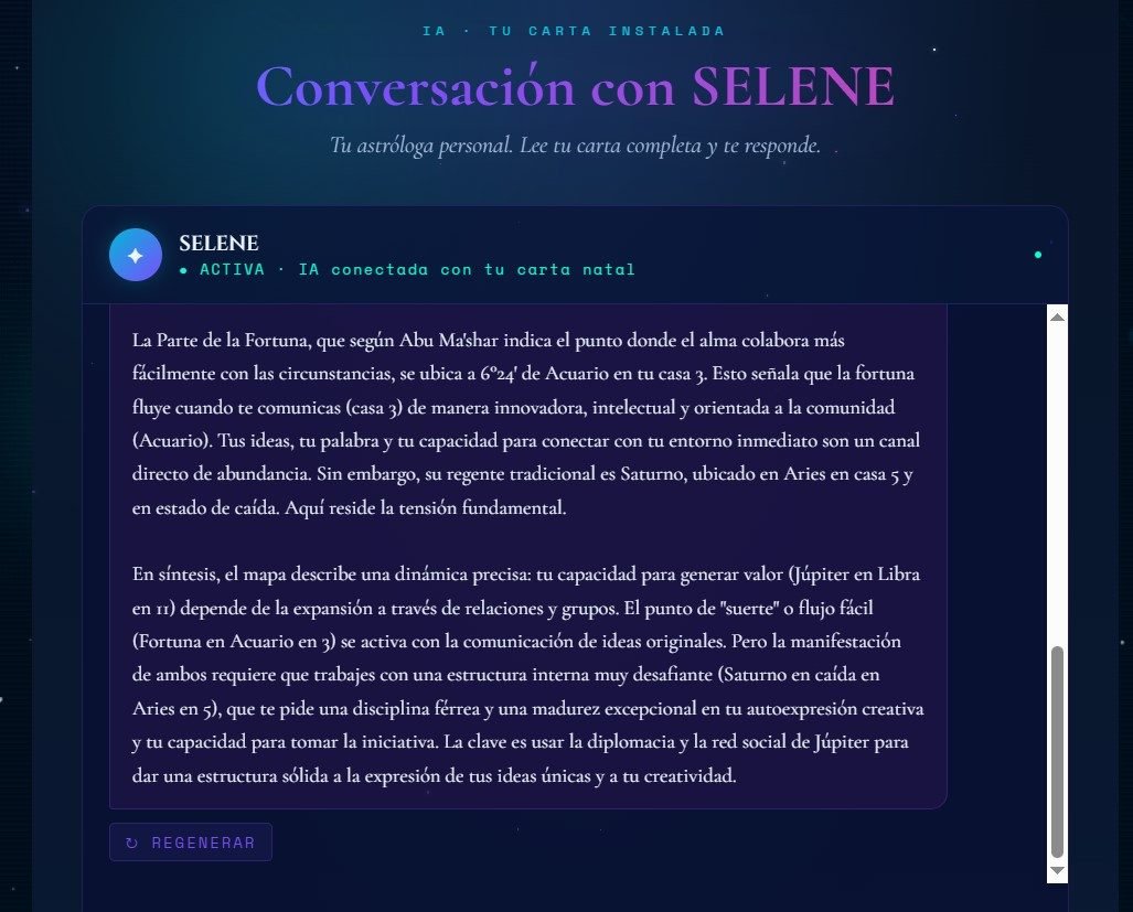 Conversación con SELENE interpretando la Parte de la Fortuna con precisión técnica